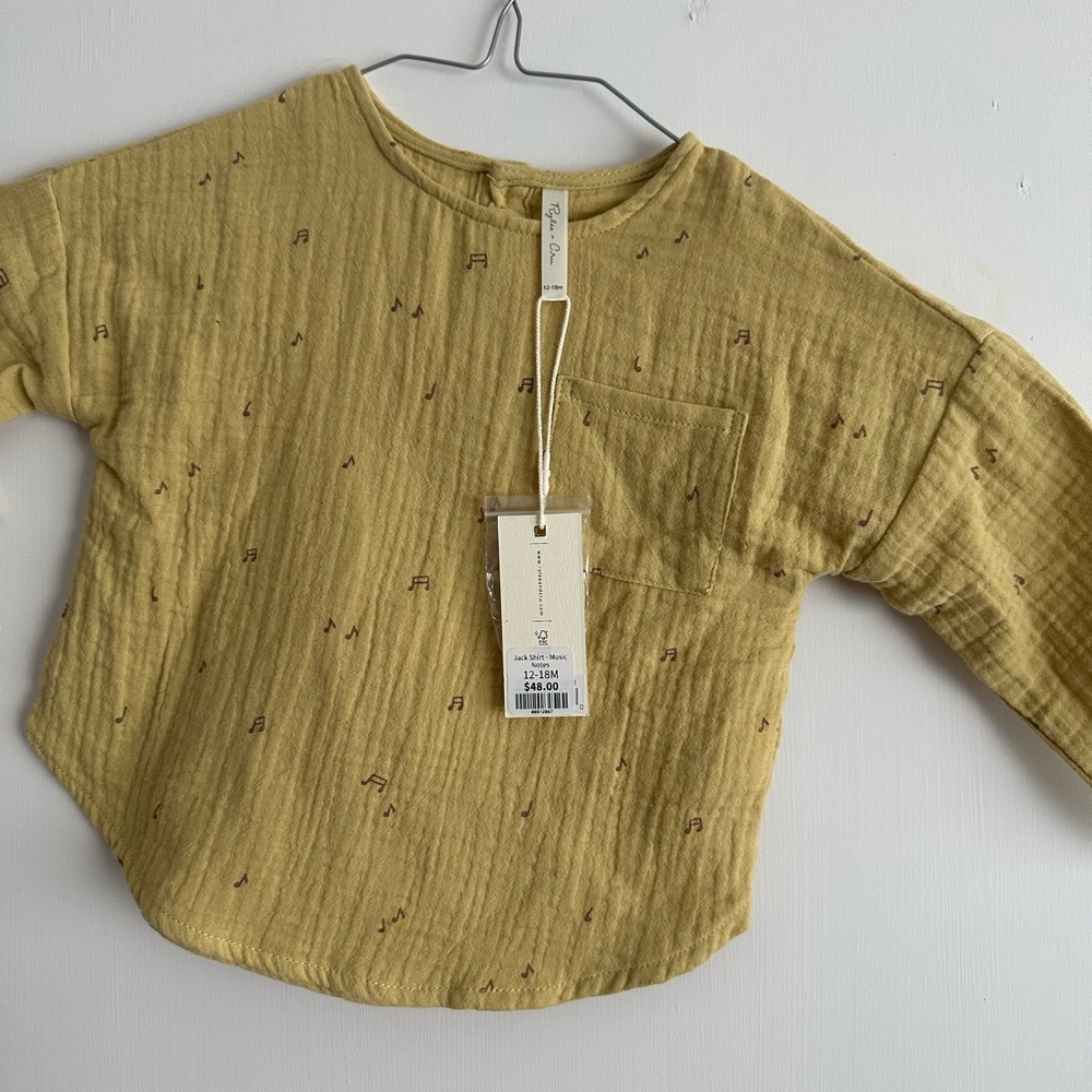 Rylee + Cru Mustard Long Sleeve Tee with Pocket